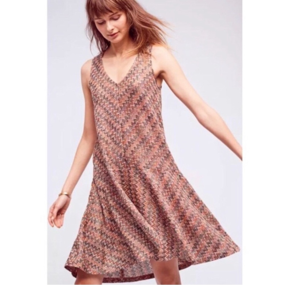Anthropologie Maeve Westwater Multicolor Zigzag Chevron Sleeveless Dress